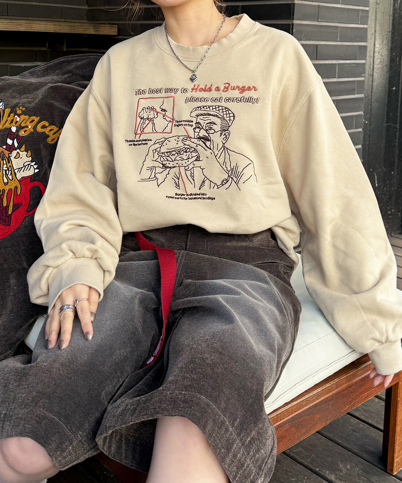 grandpa burger刺しゅうプルオーバー 詳細画像 ベージュ 7