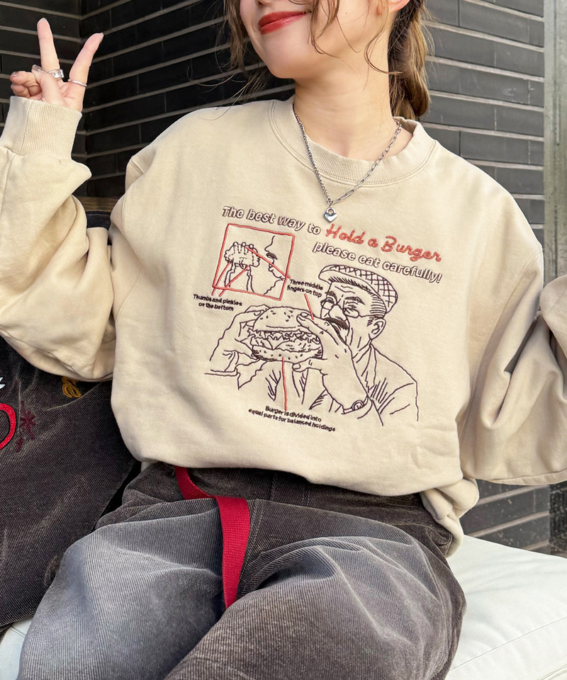 grandpa burger刺しゅうプルオーバー 詳細画像 ベージュ 8