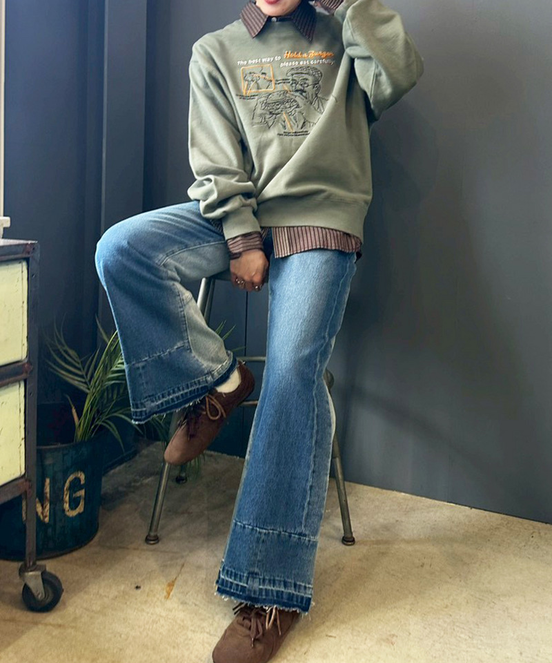 grandpa burger刺しゅうプルオーバー 詳細画像 カーキ 4