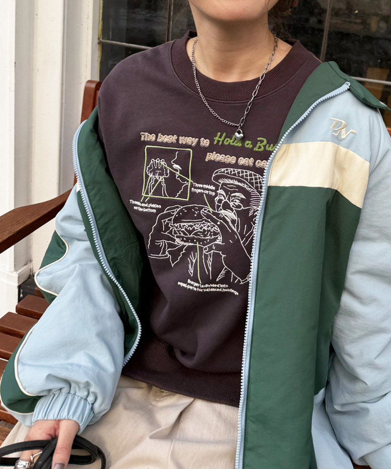 grandpa burger刺しゅうプルオーバー 詳細画像 ブラック系 1