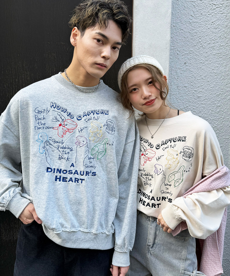 How to Capture a Dino. Heart 刺しゅうプルオーバー 詳細画像 グレー 5