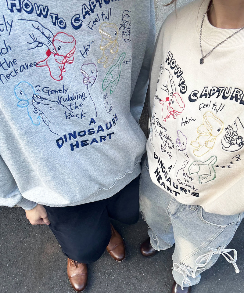 How to Capture a Dino. Heart 刺しゅうプルオーバー 詳細画像 グレー 6