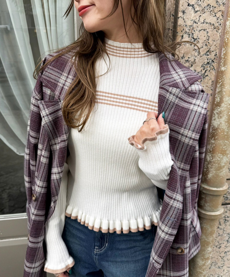 ラインハイネックフリルニット 詳細画像 オフホワイト 4