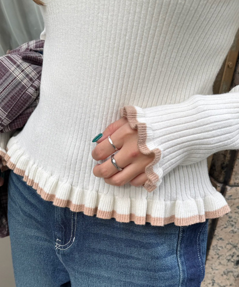 ラインハイネックフリルニット 詳細画像 オフホワイト 6