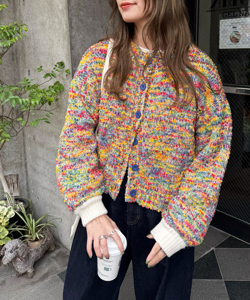 前後2WAYぽこぽこMIXヤーンニットカーデ 詳細画像 配色 10