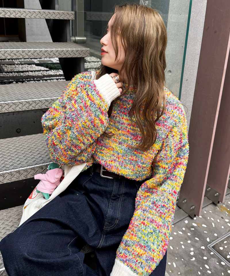 前後2WAYぽこぽこMIXヤーンニットカーデ 詳細画像 配色 12