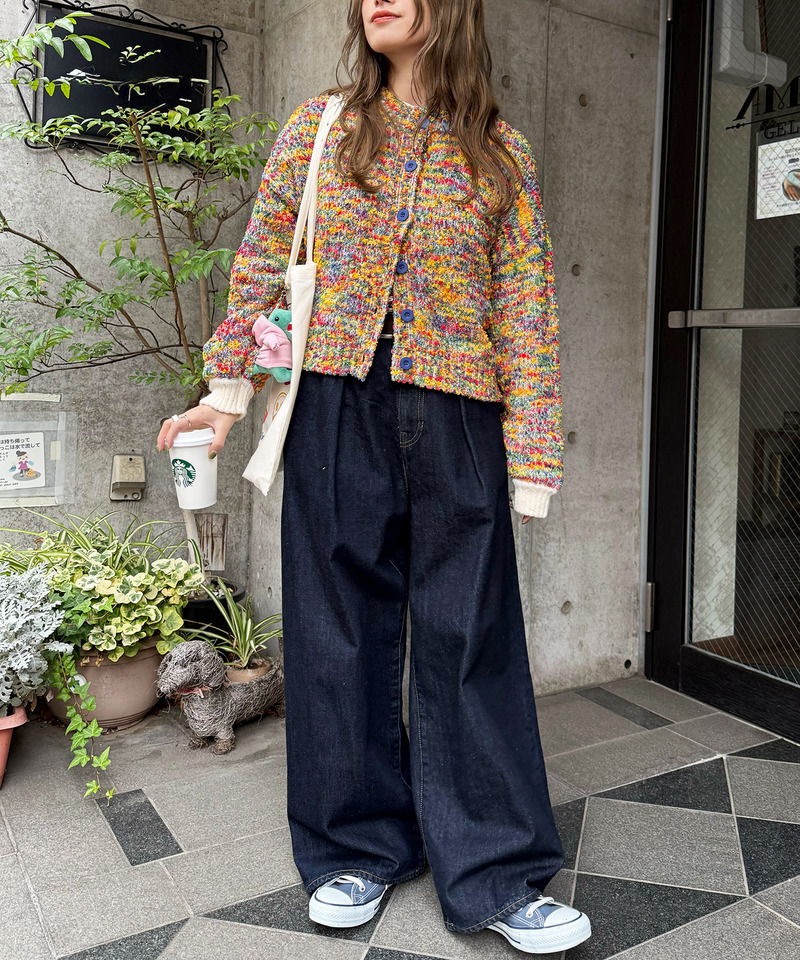 前後2WAYぽこぽこMIXヤーンニットカーデ 詳細画像 配色 13