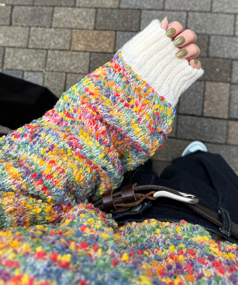 前後2WAYぽこぽこMIXヤーンニットカーデ 詳細画像 配色 5