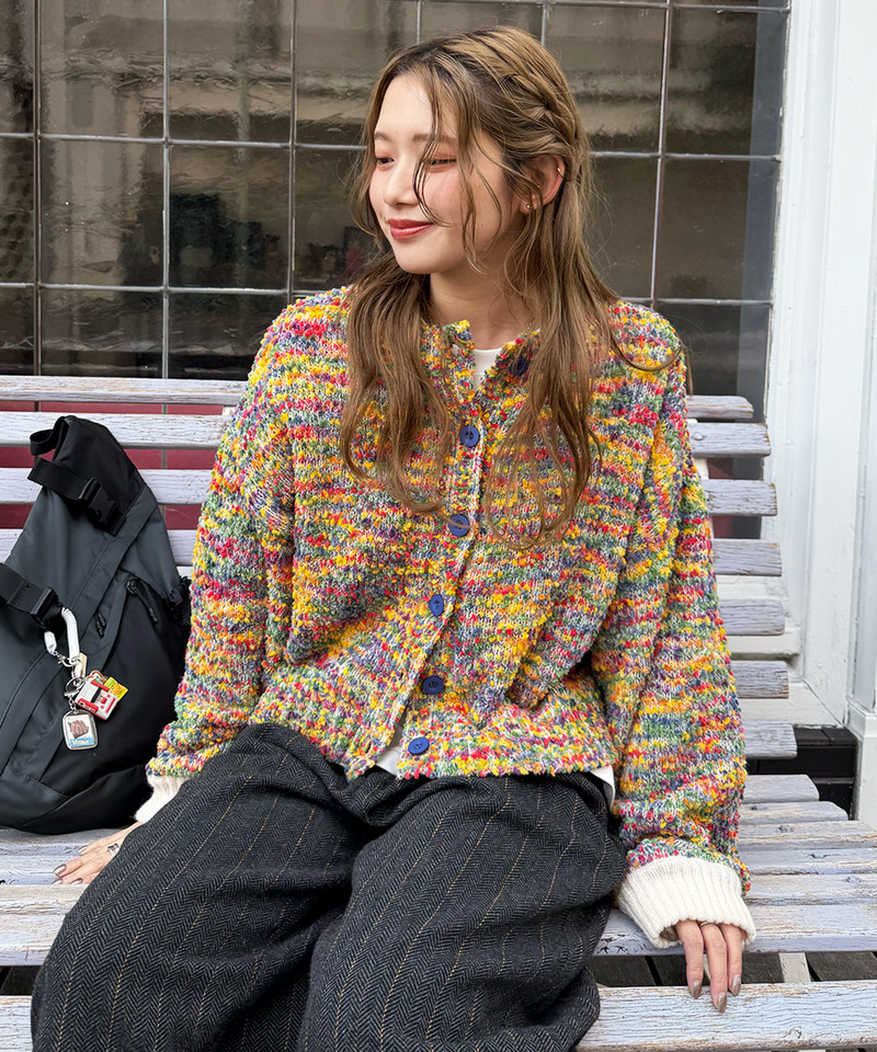 前後2WAYぽこぽこMIXヤーンニットカーデ 詳細画像 配色 9