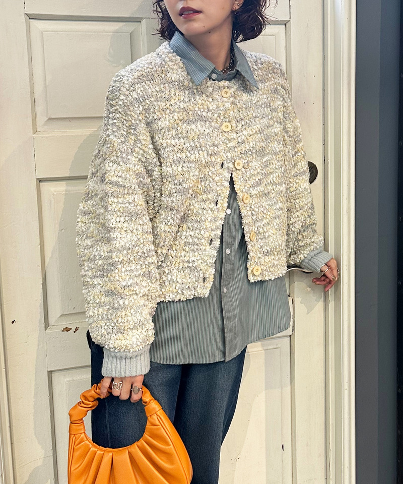 前後2WAYぽこぽこMIXヤーンニットカーデ 詳細画像 オフホワイト系 2