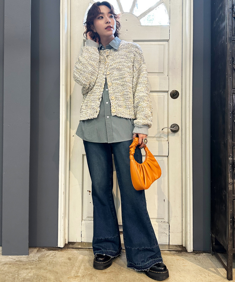 前後2WAYぽこぽこMIXヤーンニットカーデ 詳細画像 オフホワイト系 3