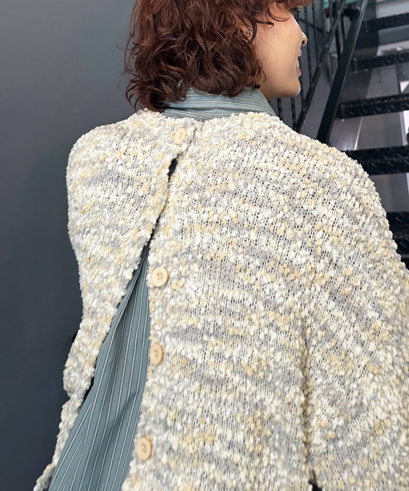 前後2WAYぽこぽこMIXヤーンニットカーデ 詳細画像 オフホワイト系 4
