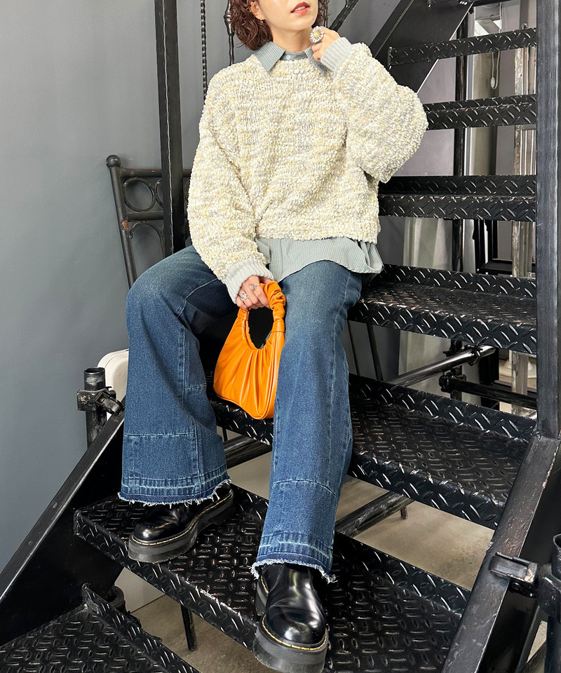 前後2WAYぽこぽこMIXヤーンニットカーデ 詳細画像 オフホワイト系 6