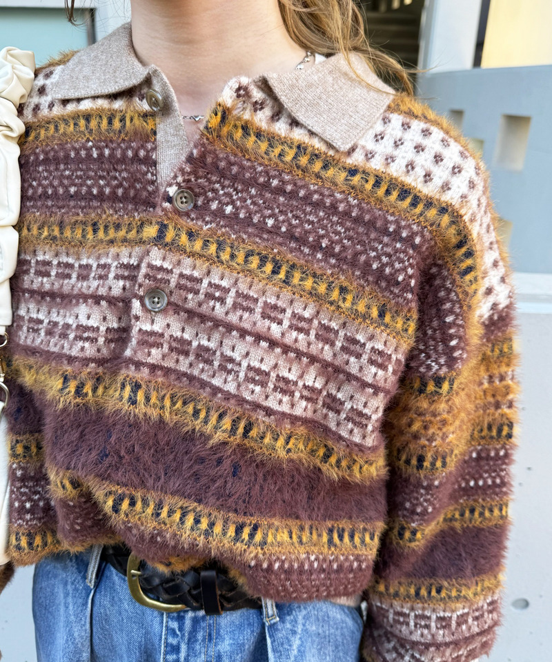 USEDジャガードニット 詳細画像 ブラウン系 8