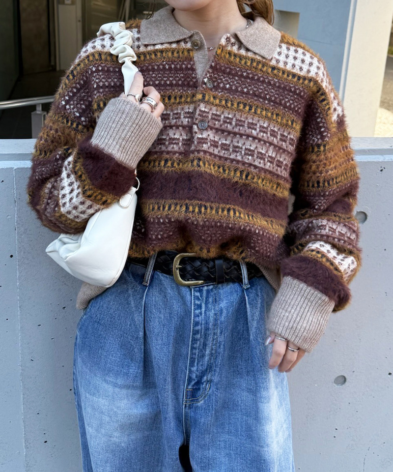 USEDジャガードニット 詳細画像 ブラウン系 9