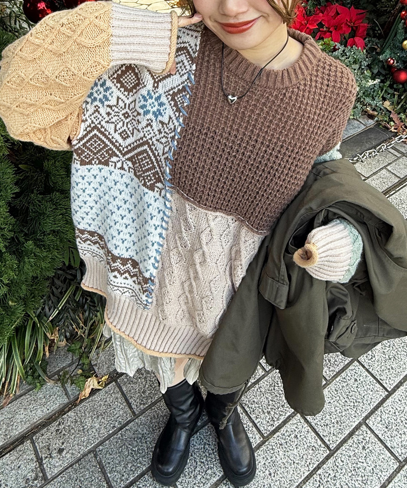 編地クレイジーニット 詳細画像 ブラウン 1