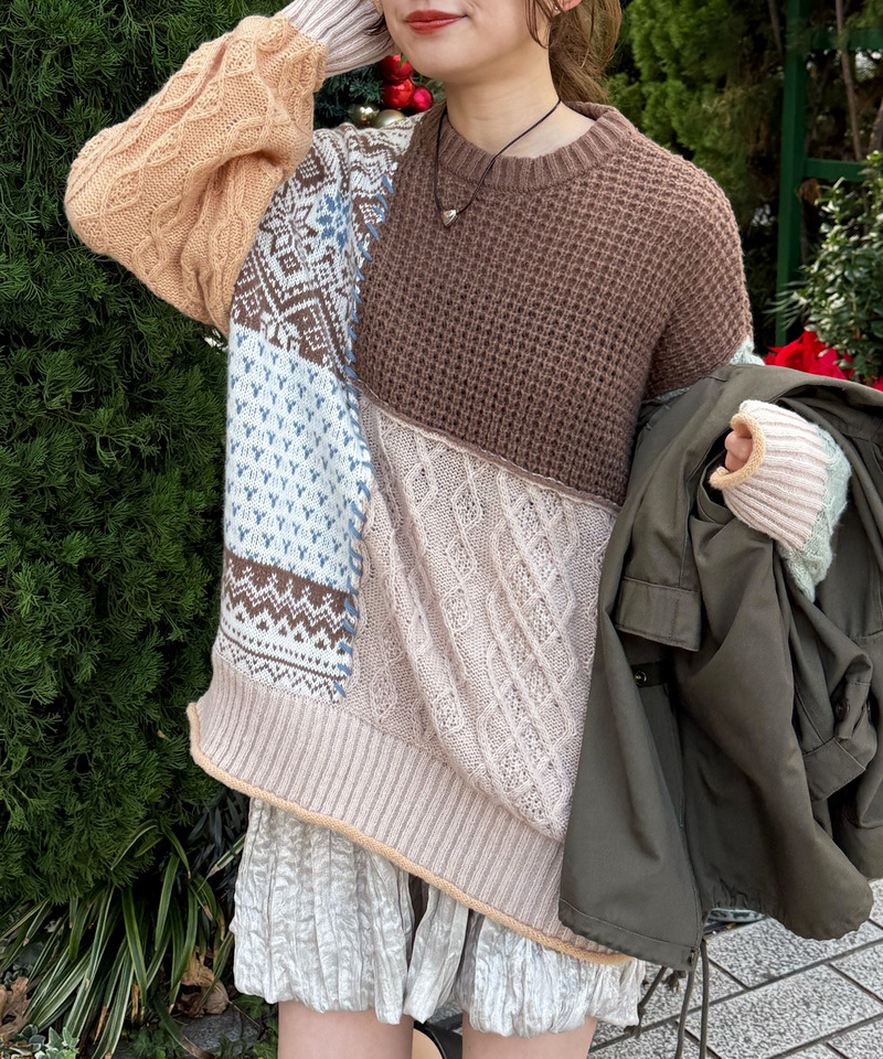 編地クレイジーニット 詳細画像 ブラウン 4