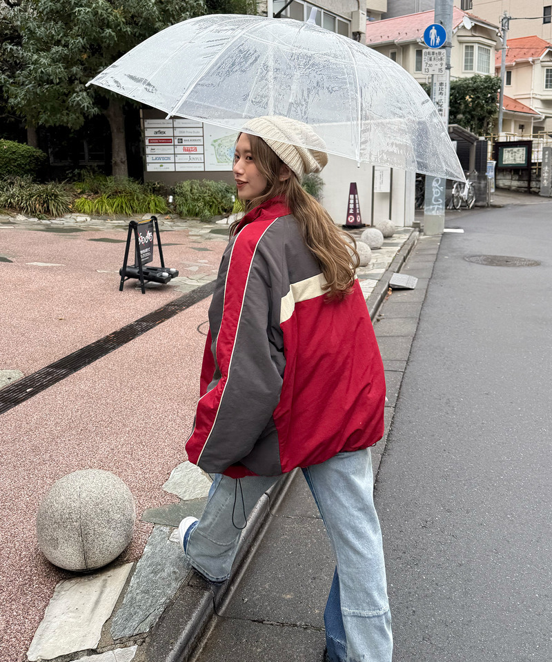 ワンポイント刺しゅう配色中綿ブルゾン 詳細画像 ブラック系 3