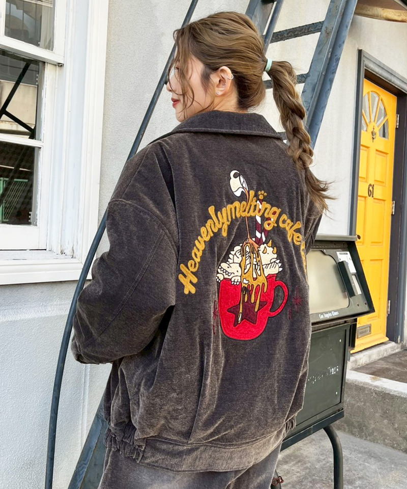 フロックツイル Dino CAFE BACK刺しゅうブルゾン 詳細画像 ブラウン 1