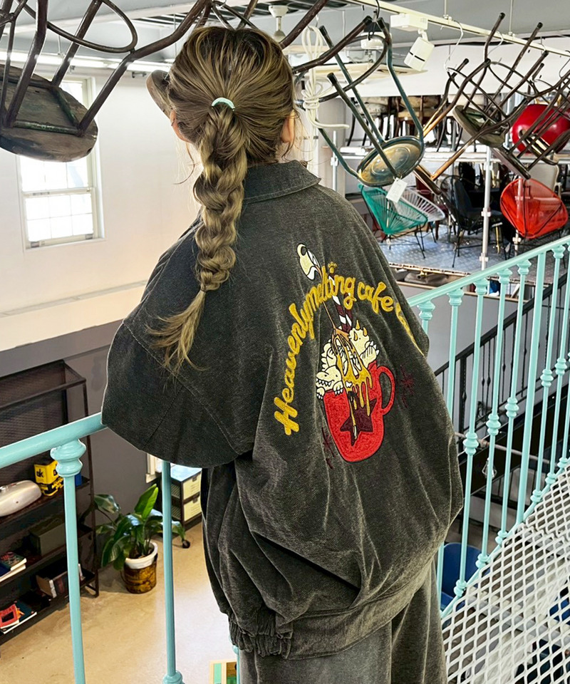 フロックツイル Dino CAFE BACK刺しゅうブルゾン 詳細画像 ブラウン 2