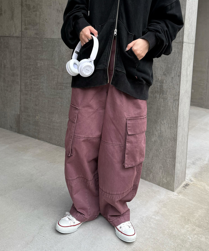 顔料染め起毛ツイルタックバルーンカーゴパンツ 詳細画像 ピンク 6