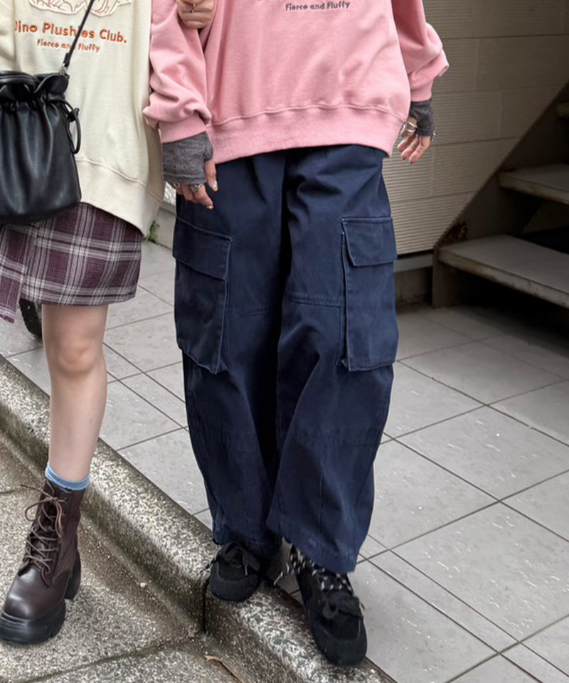 顔料染め起毛ツイルタックバルーンカーゴパンツ 詳細画像 ネイビー 5