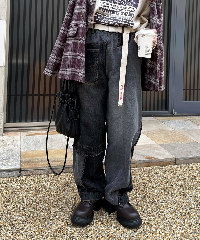 リビルドダブルデニムパンツ 詳細画像 ブラックデニム 1