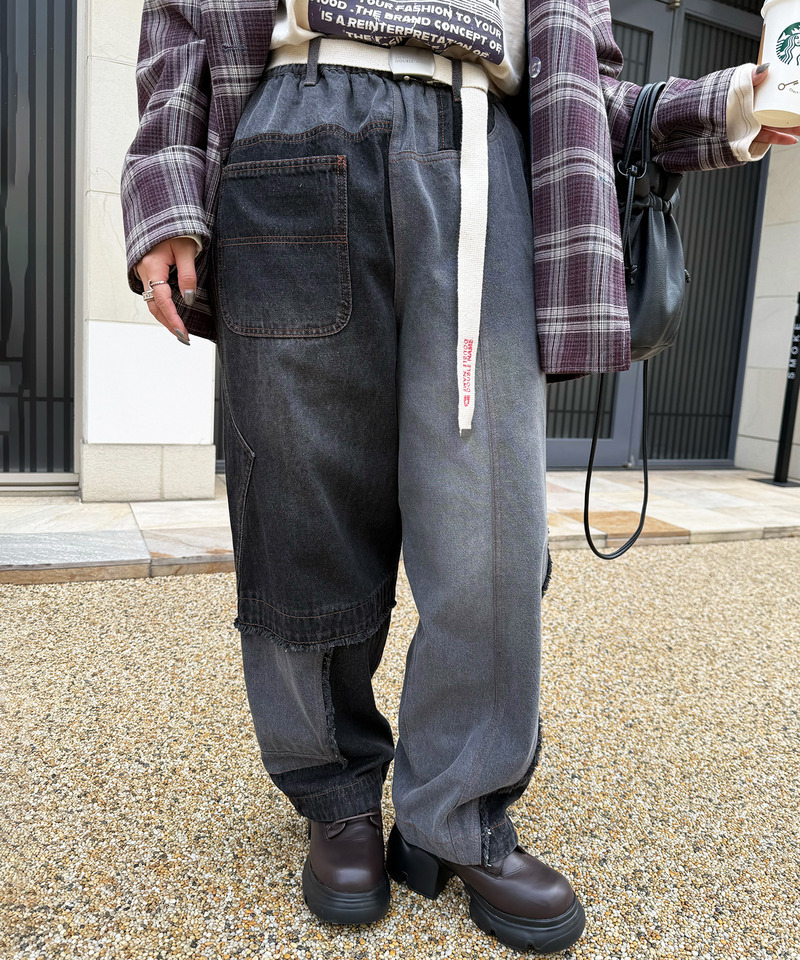 リビルドダブルデニムパンツ 詳細画像 ブラックデニム 2