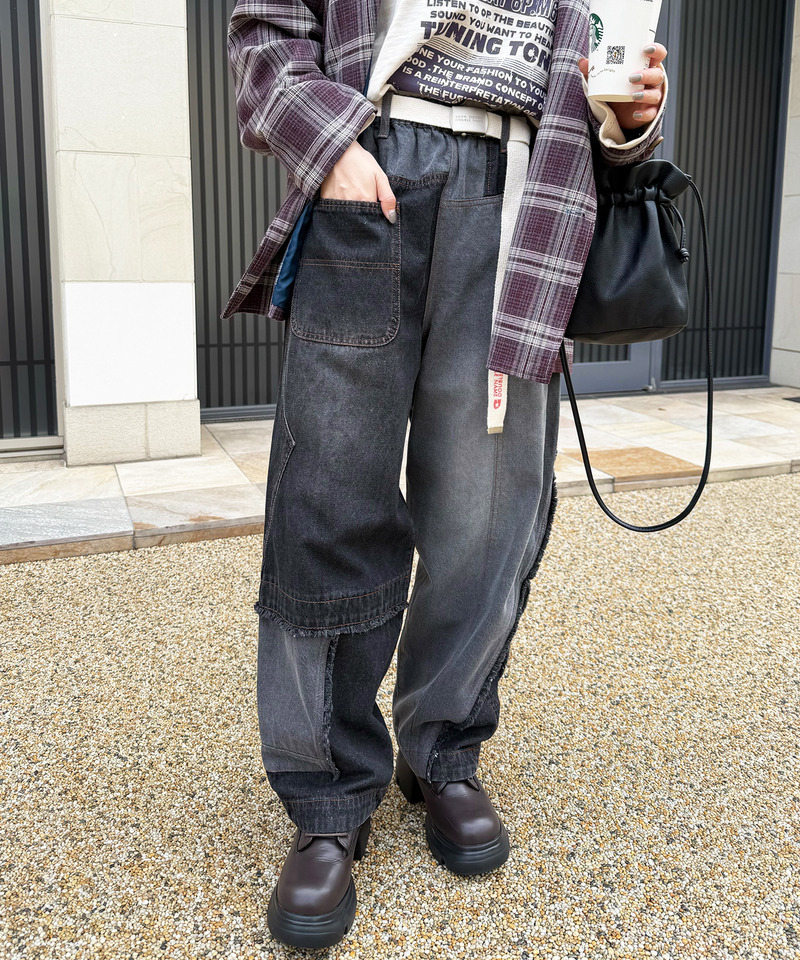 リビルドダブルデニムパンツ 詳細画像 ブラックデニム 3