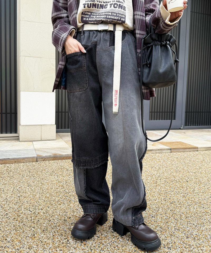 リビルドダブルデニムパンツ 詳細画像 ブラックデニム 4