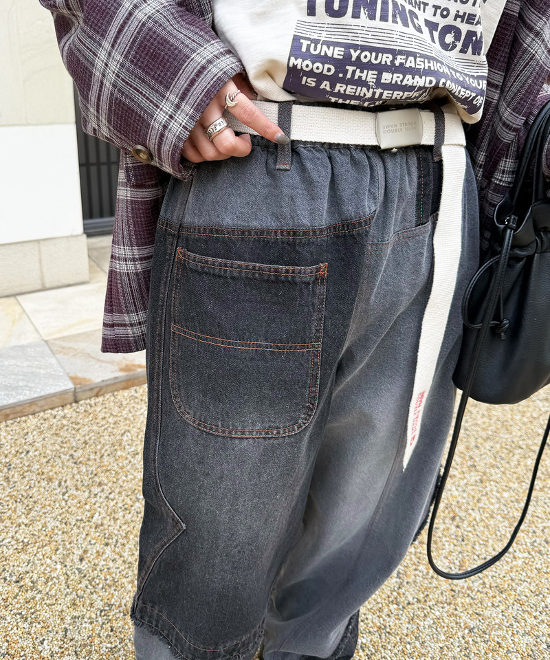 リビルドダブルデニムパンツ 詳細画像 ブラックデニム 8