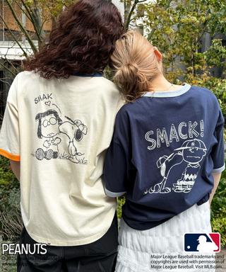 MLB×PEANUTSコラボ　SMACKリンガーTEE
