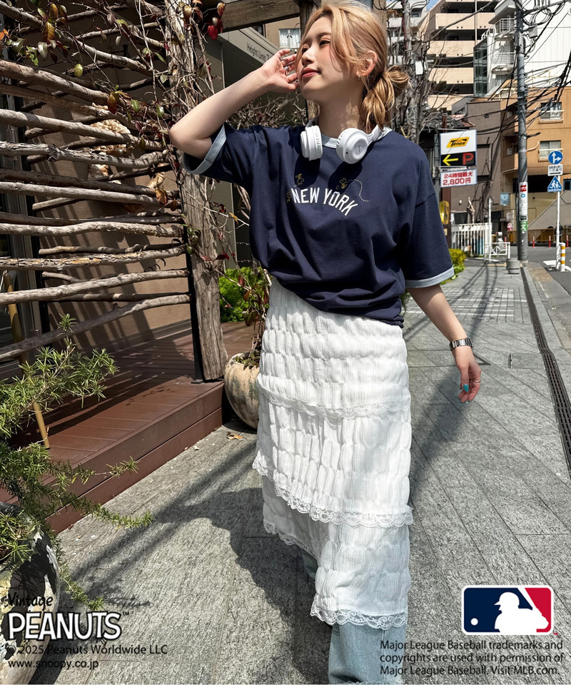 MLB&times;PEANUTSコラボ　SMACKリンガーTEE 詳細画像 ネイビー 2
