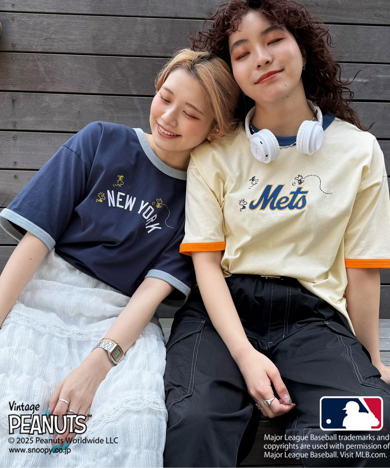 MLB&times;PEANUTSコラボ　SMACKリンガーTEE 詳細画像 ネイビー 3