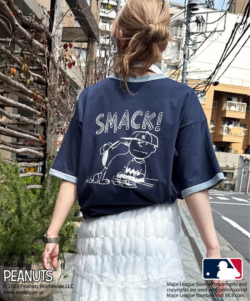 MLB&times;PEANUTSコラボ　SMACKリンガーTEE 詳細画像 ネイビー 4