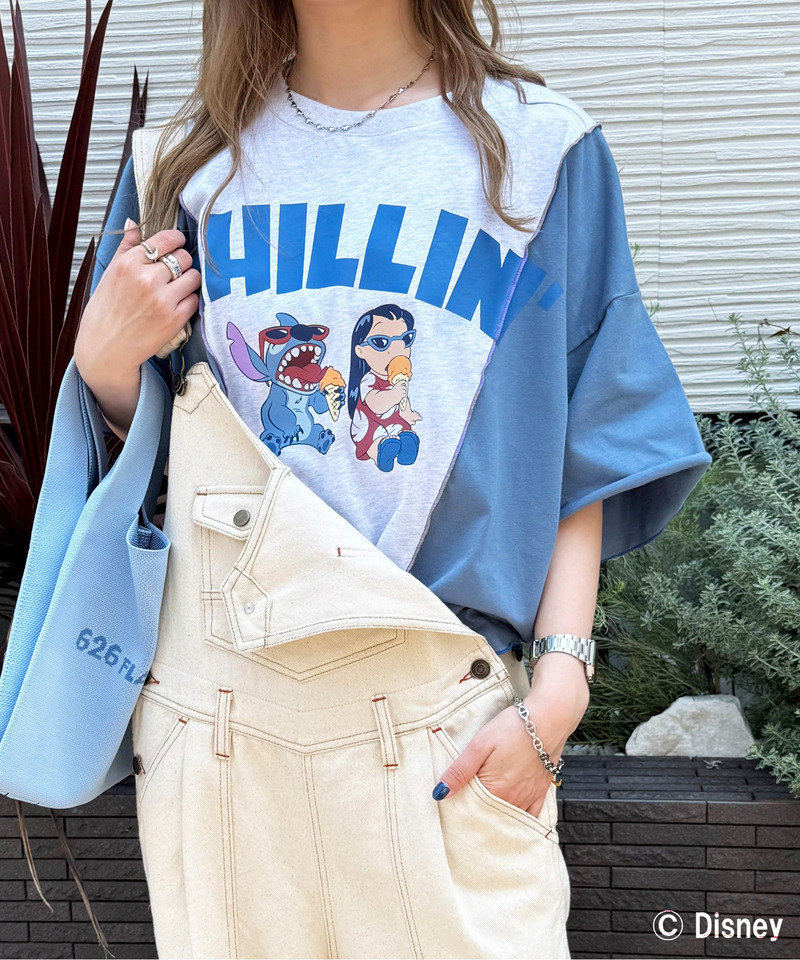 【Disney】リロ＆スティッチ リメイク風TEE 詳細画像 ブルー 1