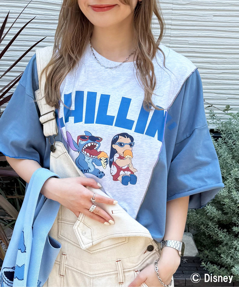 【Disney】リロ＆スティッチ リメイク風TEE 詳細画像 ブルー 4
