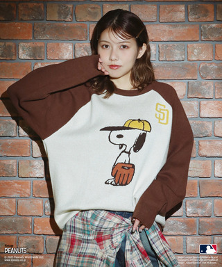 MLB×PEANUTSコラボ ジャガードラグランニット