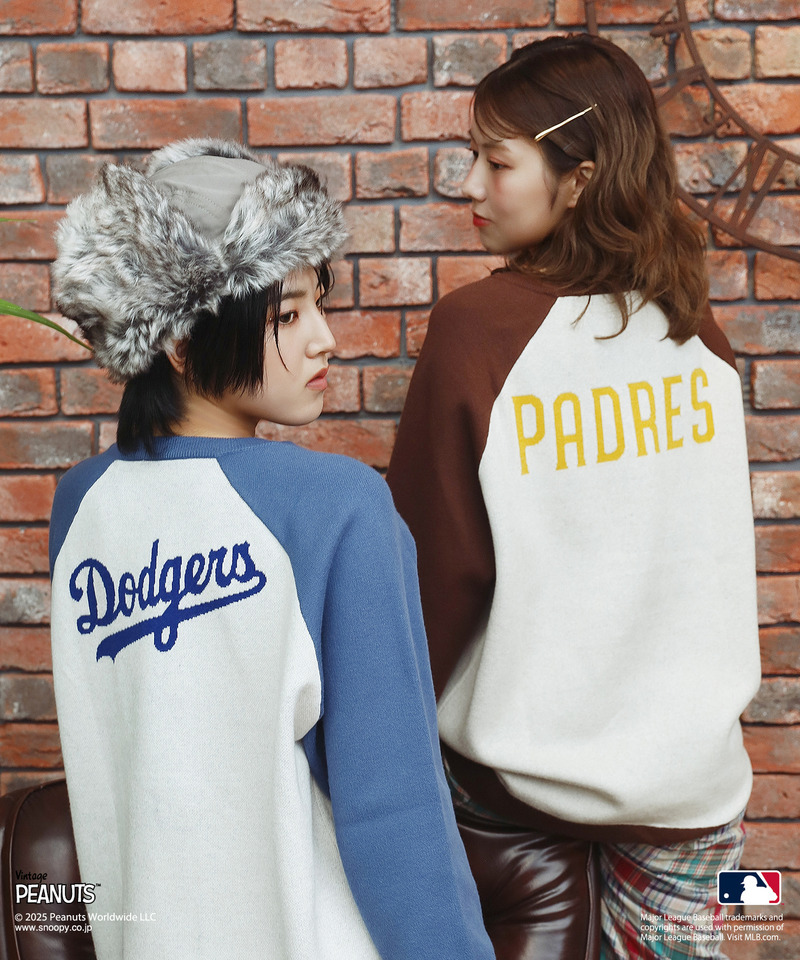MLB×PEANUTSコラボ ジャガードラグランニット 詳細画像 ブルー 5