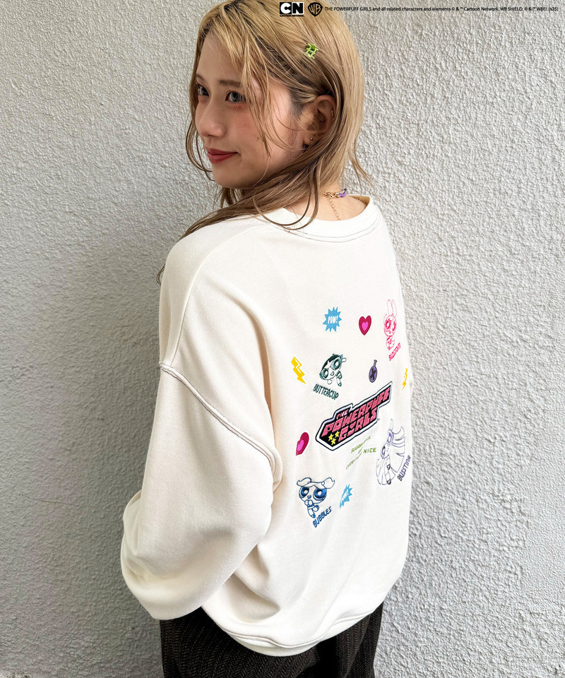 パワーパフガールズコラボ ステッカーデコプルオーバー 詳細画像 オフホワイト 1