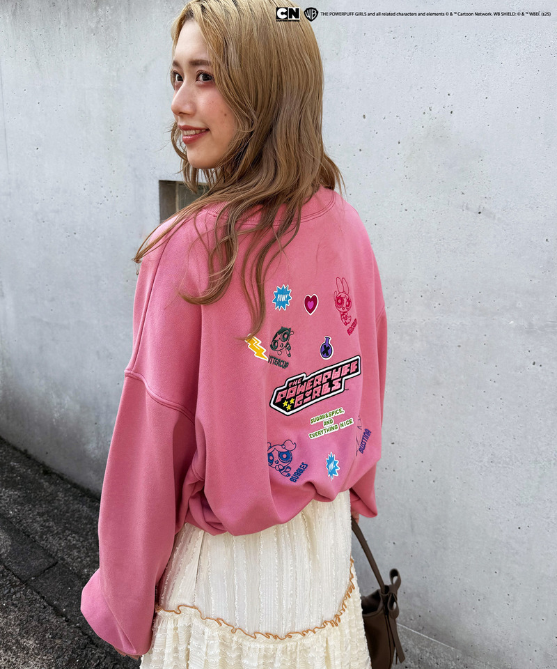 パワーパフガールズコラボ ステッカーデコプルオーバー 詳細画像 ピンク 11