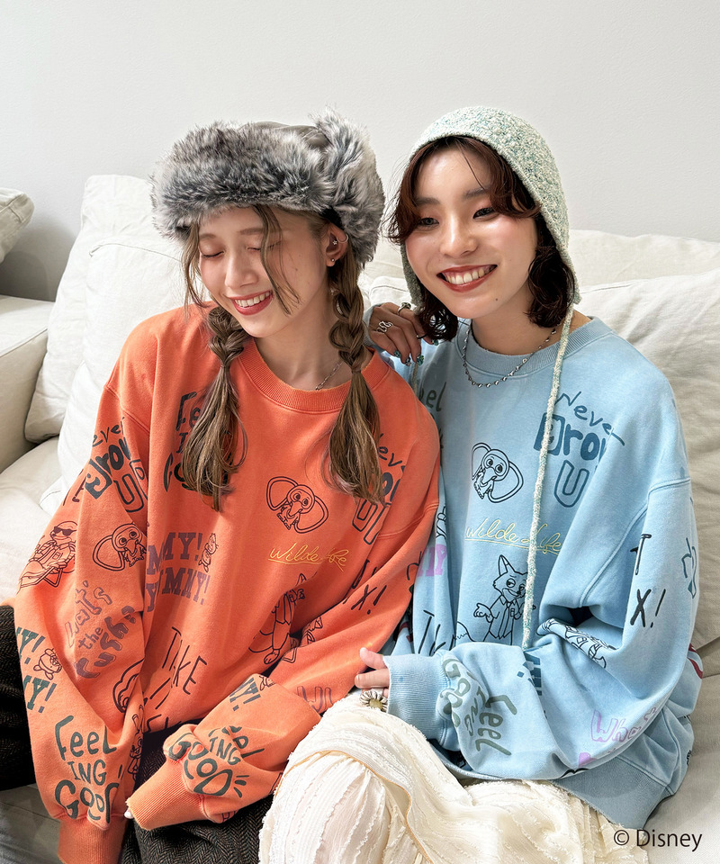 【Disney】ズートピアコラボ 総柄VINTAGE加工スウェット 詳細画像 OR 6