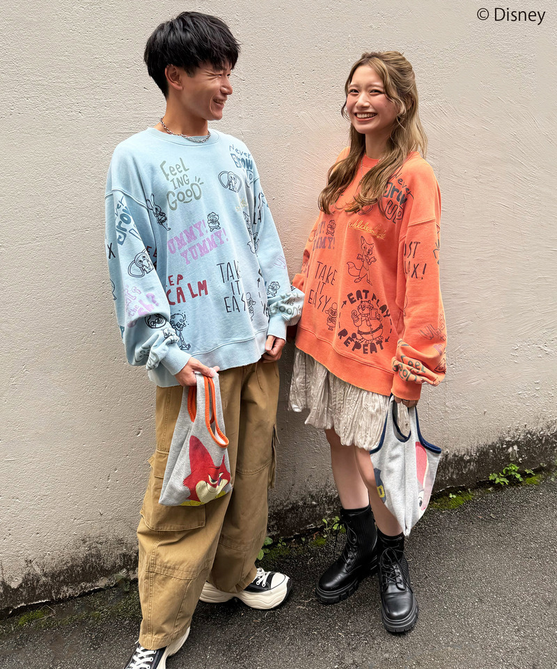 【Disney】ズートピアコラボ 総柄VINTAGE加工スウェット 詳細画像 OR 8
