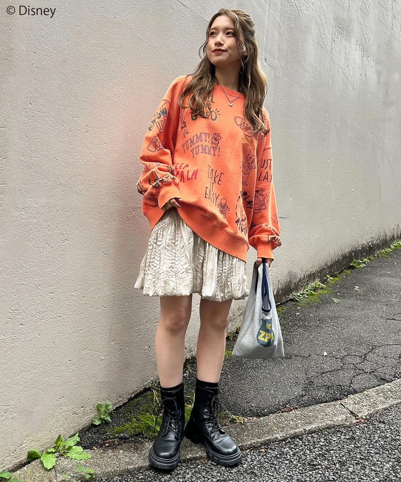 【Disney】ズートピアコラボ 総柄VINTAGE加工スウェット 詳細画像 OR 9