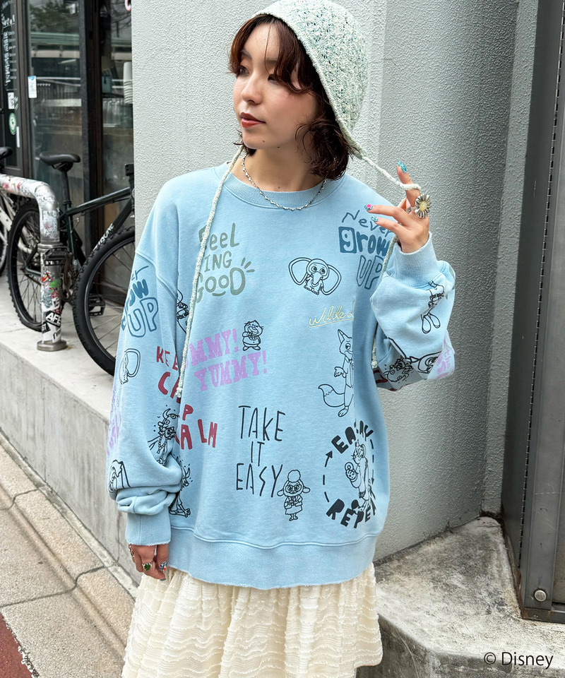 【Disney】ズートピア/総柄VINTAGE加工スウェット 詳細画像 BL 10