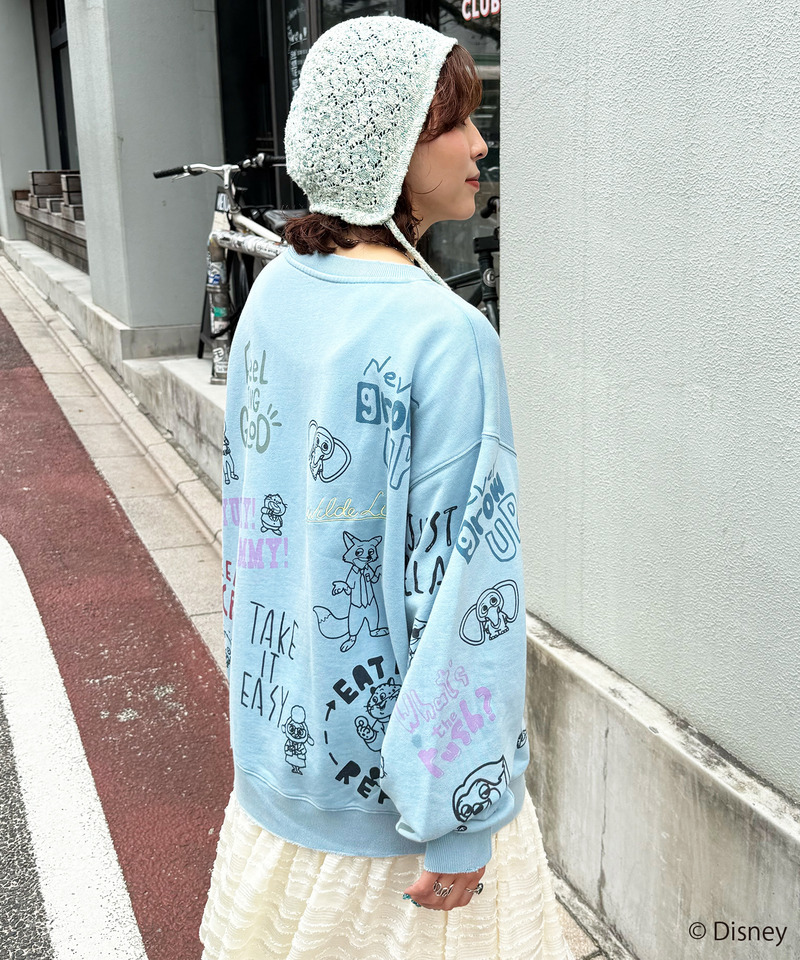 【Disney】ズートピアコラボ 総柄VINTAGE加工スウェット 詳細画像 BL 5