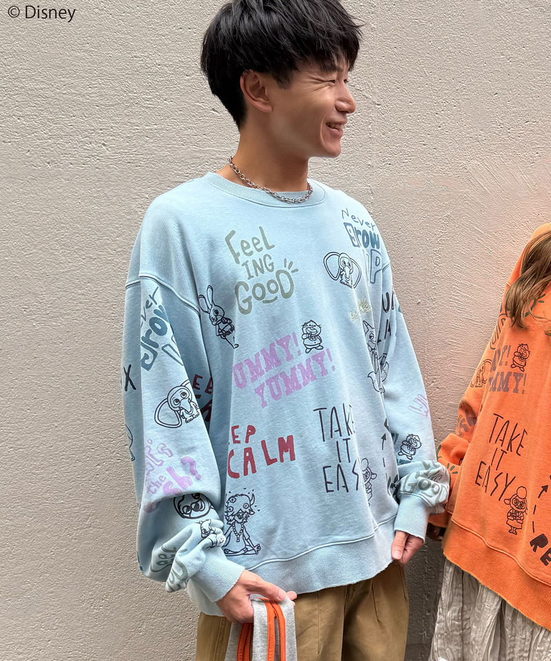 【Disney】ズートピアコラボ 総柄VINTAGE加工スウェット 詳細画像 BL 8