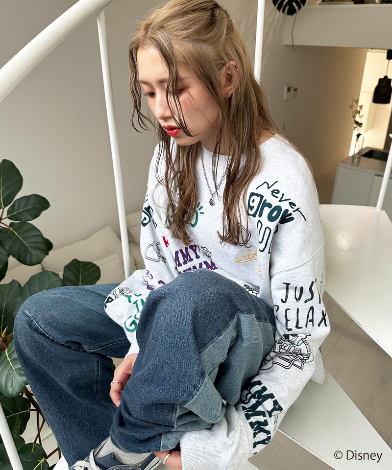 【Disney】ズートピア/総柄VINTAGE加工スウェット 詳細画像 GY 10