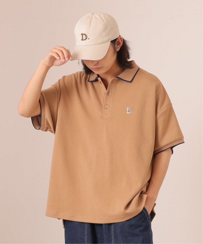 【m:rex】ミニ恐竜ワッペンポロシャツ 詳細画像 ベージュ 2