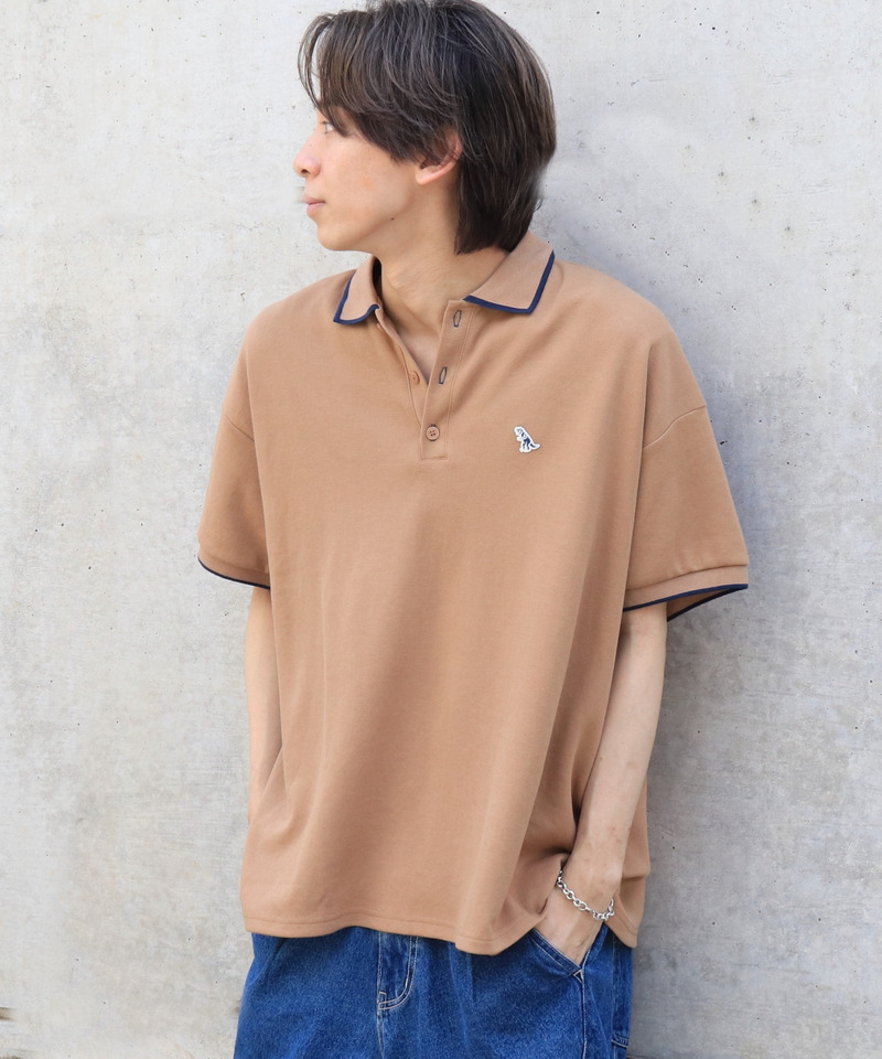 【m:rex】ミニ恐竜ワッペンポロシャツ 詳細画像 ベージュ 5